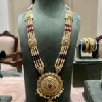 Traditional Indian Gold Necklace with Gemstone Accents